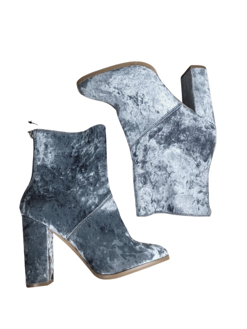 Express Womens Size 8 Ankle Boots Block heel back zipper Metallic gray 640